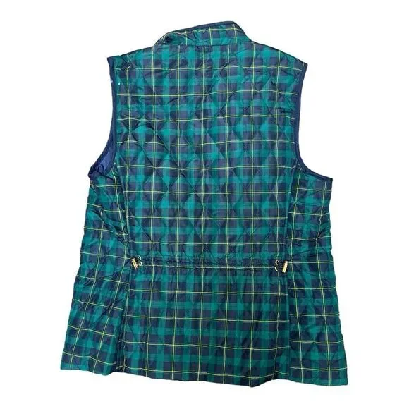 Croft & Barrow NWT Vest Sz M Green Blue Plaid Sleeveless Quilted Full Zip Preppy - Picture 6 of 7